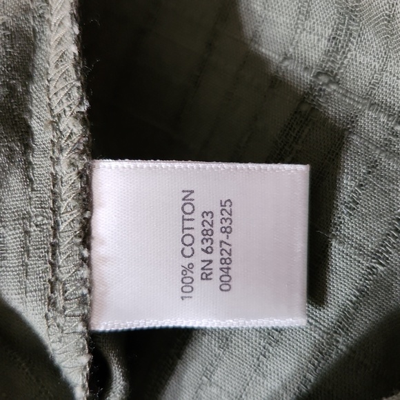 CJ BANKS size X button down cotton jacket, textured fabric,  olive green. - Picture 8 of 9